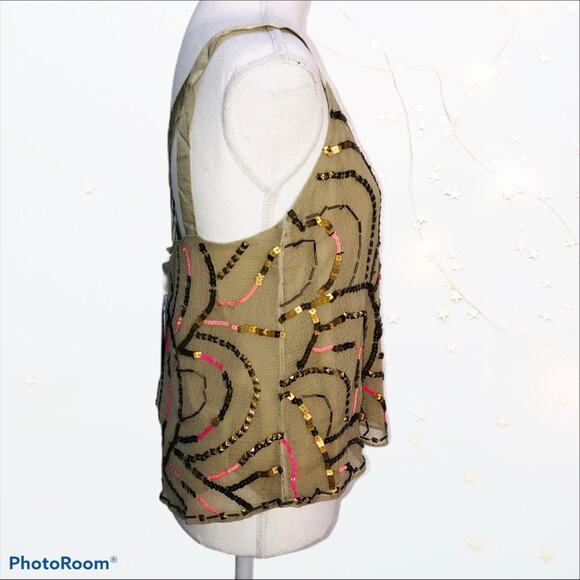 SALE! New Free People Tan Sequin Camisole Top XS - Picture 5 of 10